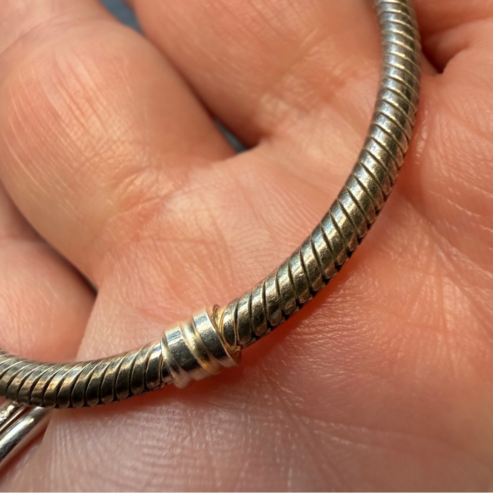 Genuine Pandora Sterling Silver Snake Chain Rose Gold Barrel Clasp 7.25" - Picture 4 of 6